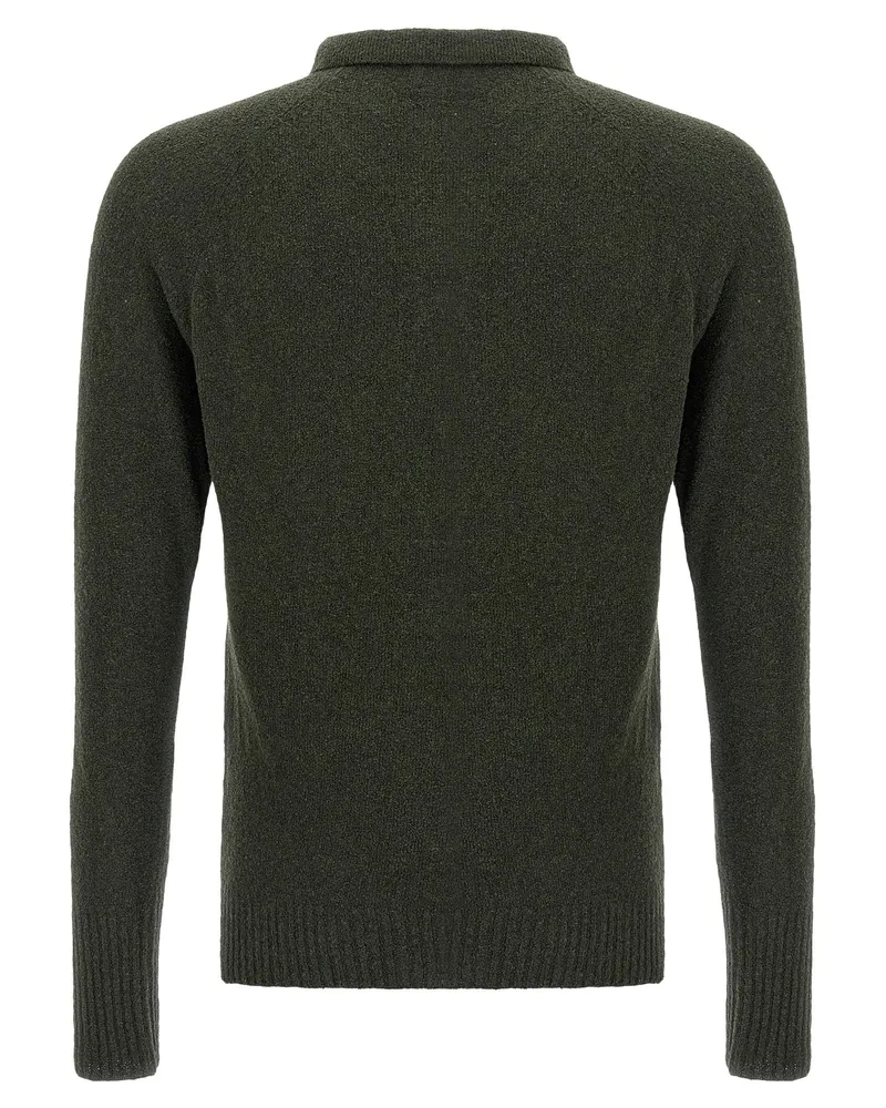 MA'RY'YA Bouclé Cotton Polo — Olive Olive