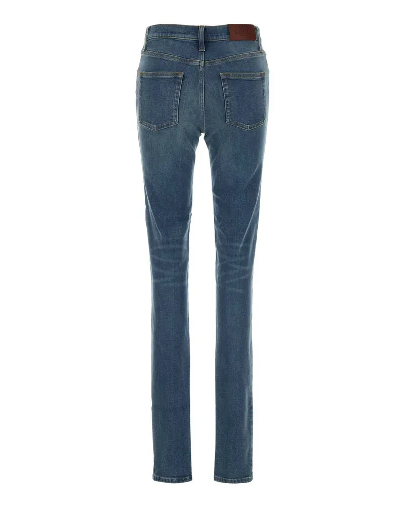 Gucci Women's Stretch Denim Jeans Blue Exterior: Cotton Elastane Blue