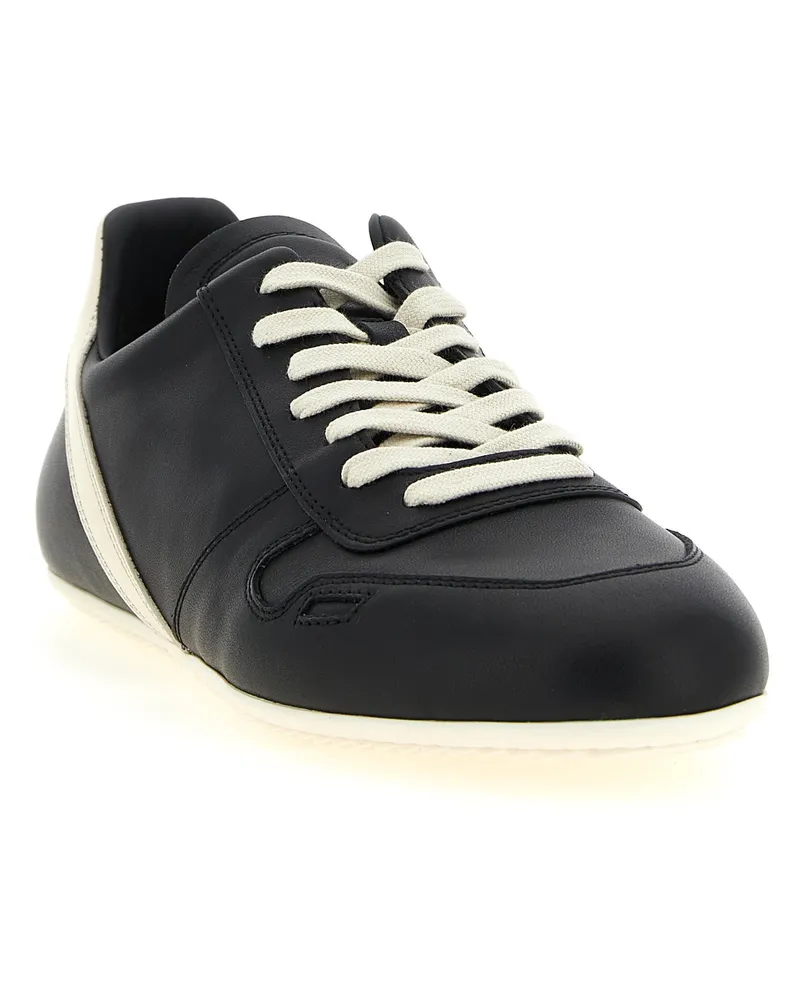 Rick Owens Men's Bicolor Calfskin Low Top Sneakers Black