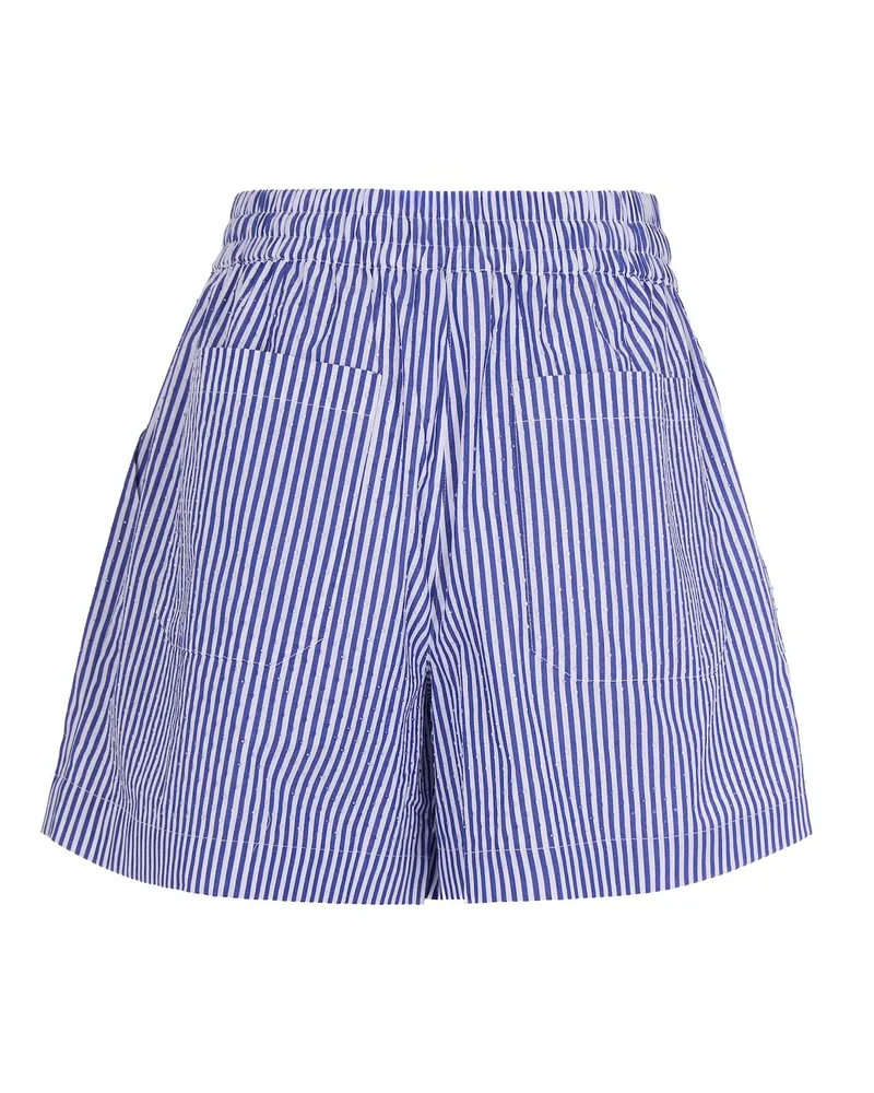 P.A.R.O.S.H. Women's Shorts Striped Cotton With Micro-Strass Bluette Print Blue