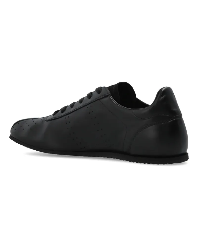AMI Paris Men's Logo-Embroidered Sneakers Black Leather Rubber Sole Black