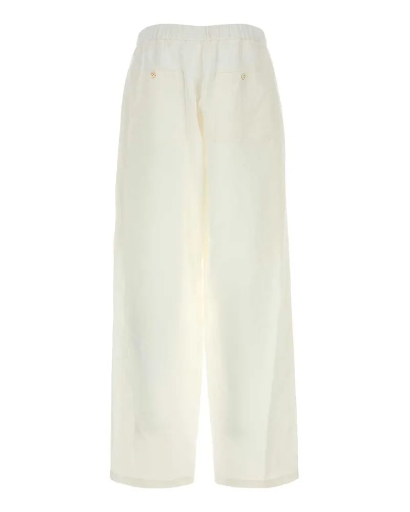 Jil Sander Men's White Linen Cargo Pant Latte Exterior: Viscose Pantaloni White