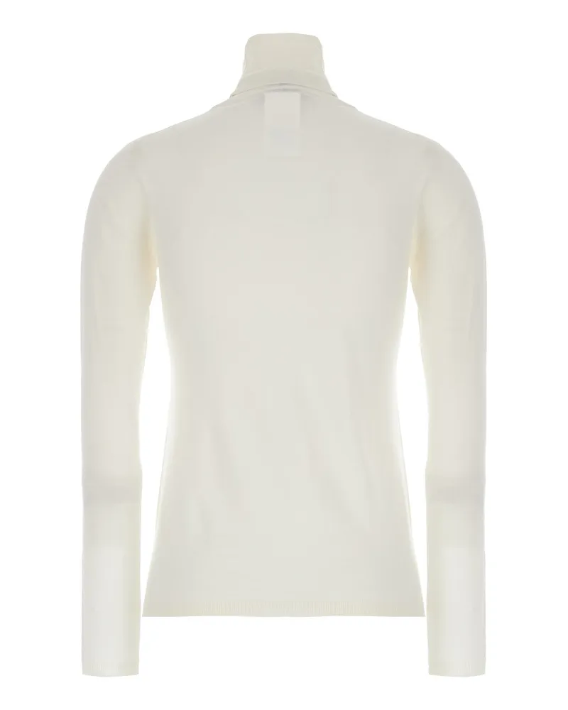 Max Mara White High Neck Wool Sweater For Women Virgin Tops Top White