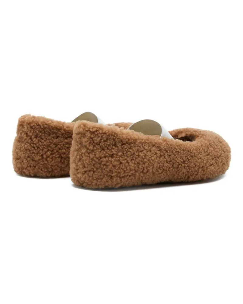 Moon Boot Women's Ballet Flats Brown Leather Ballerina Shoes Brown
