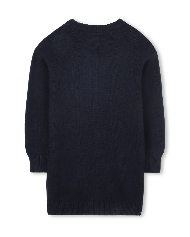 Kenzo Logo-Detail Cotton-Blend Dress — Blue Blue
