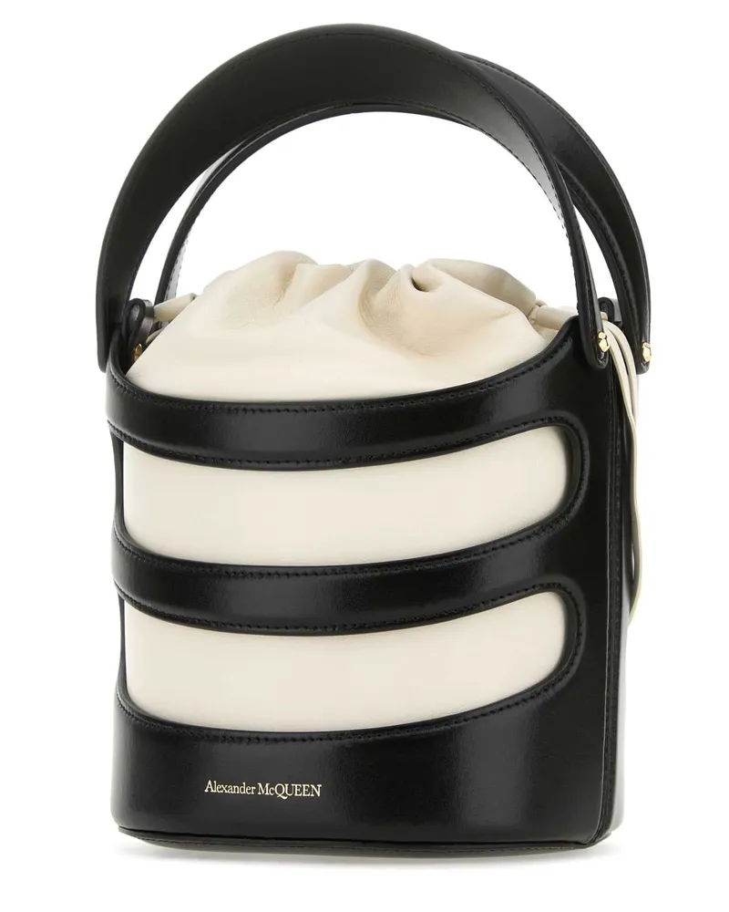 Alexander McQueen Women's Two-Tone Leather The Rise Bucket Bag Blacksoftivory Borse A Secchiello Black