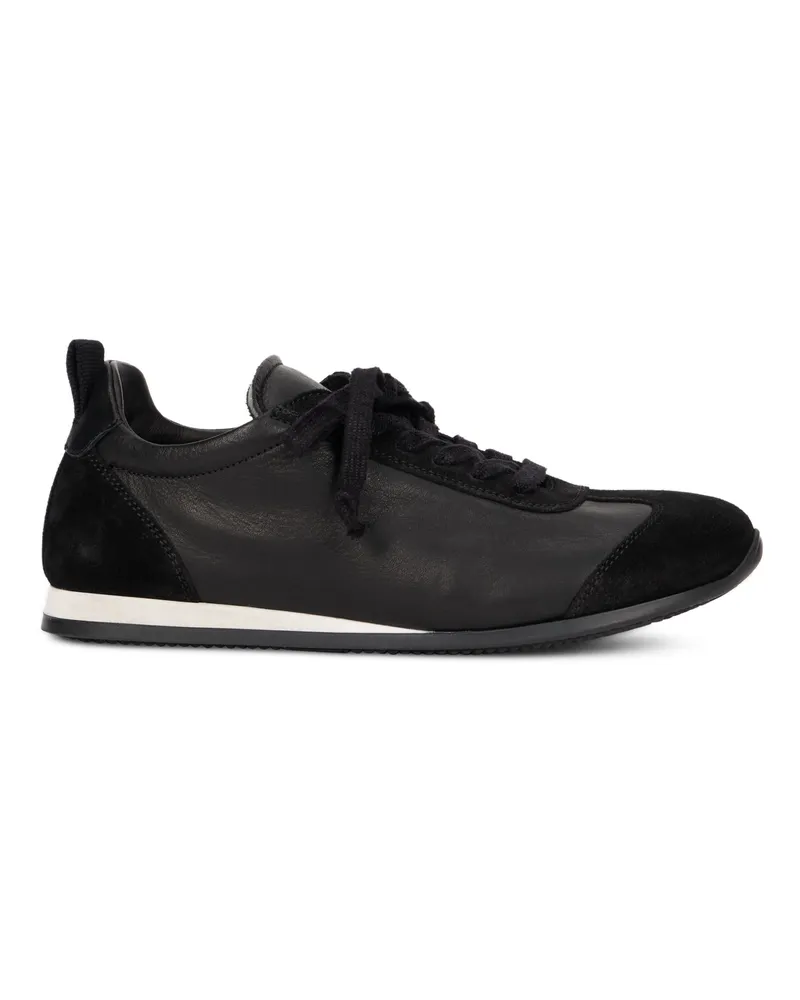 Uma Wang Calfskin Leather Low-Top Sneaker — Black Black