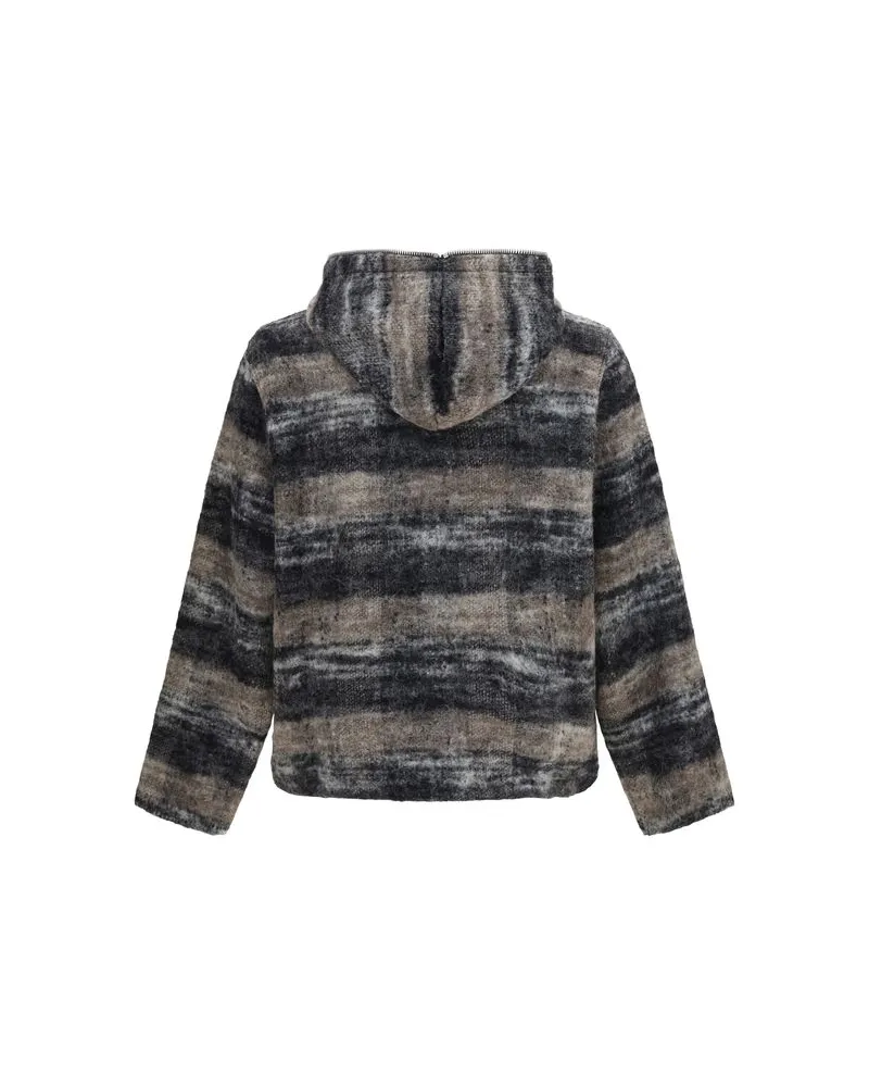 Our Legacy Striped Merino Wool-Blend Hooded Sweatshirt — Gray Gray