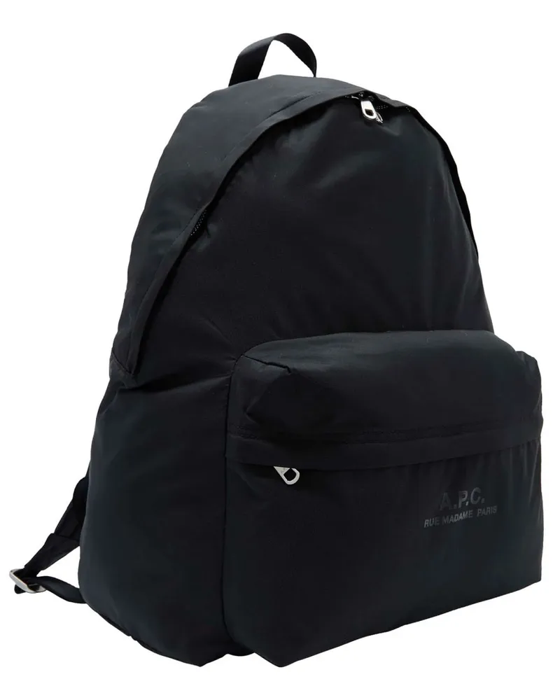 A.P.C. Men's Logo Backpack Black Polyamide Backpacks Black