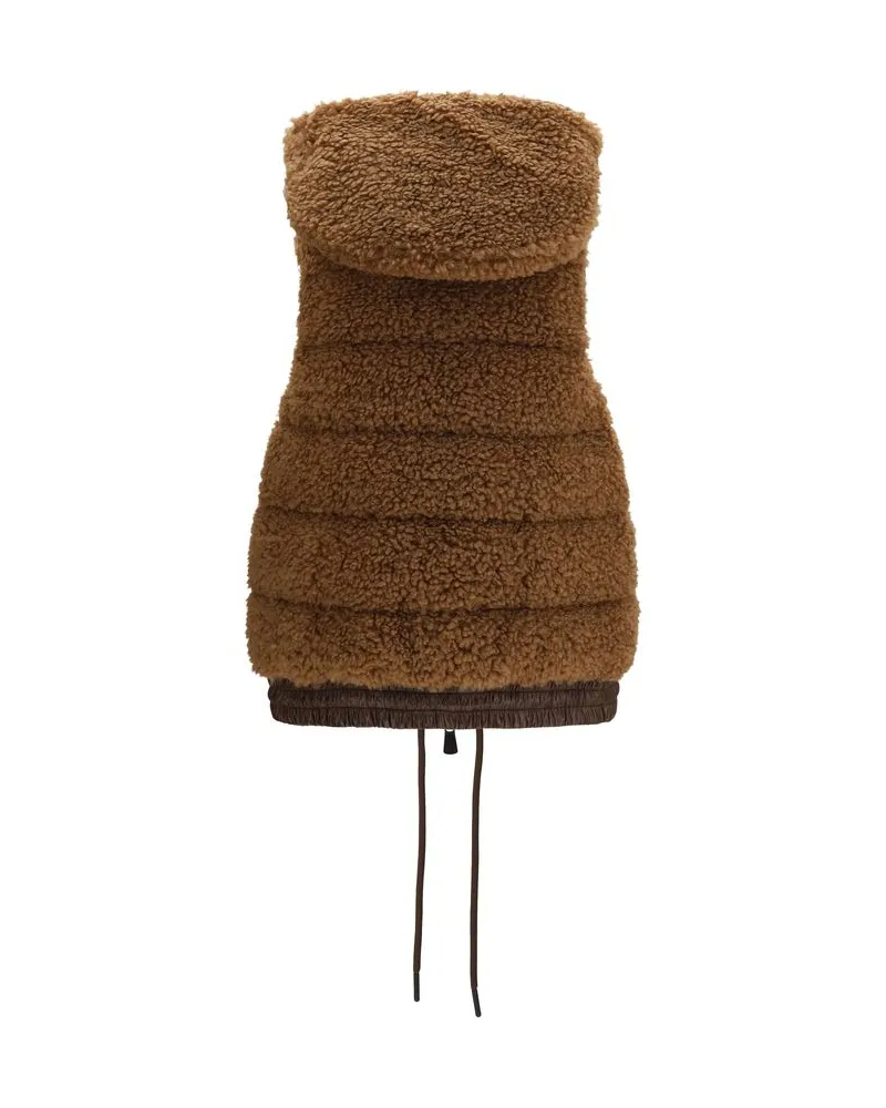 Moncler Wool-Effect Padded Vest — Brown Brown