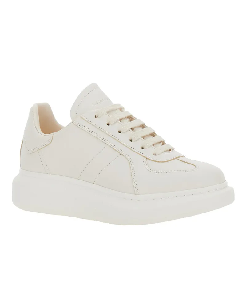 Alexander McQueen Women's White Leather Sneakers With Logo Details Calf Trainers White
