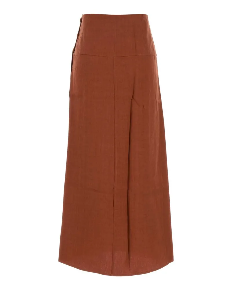 Le Kasha 1918 Women's Brick Linen Haifal Skirt Harissa Exterior: Organic Gonne Brown