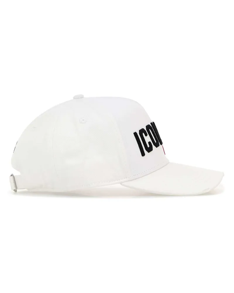 Dsquared2 Men's White Gabardine Baseball Cap Bianconerorosso Exterior: Cotton Cappelli Hat White