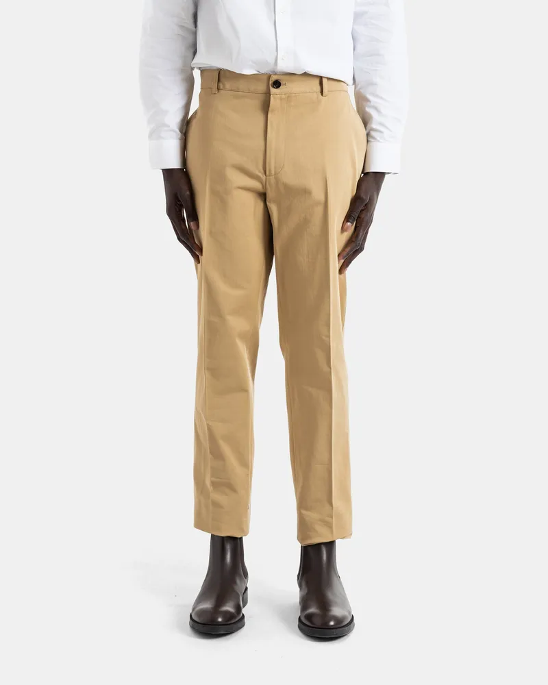 Burberry Women's Fred Straight-Leg Camel Cotton-Twill Chinos Jean Beige