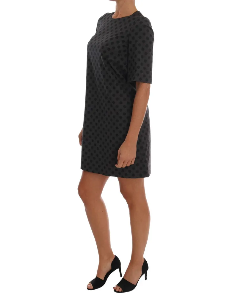 Dolce & Gabbana Women's Gray Polka Dotted Wool Stretch Dress Gray