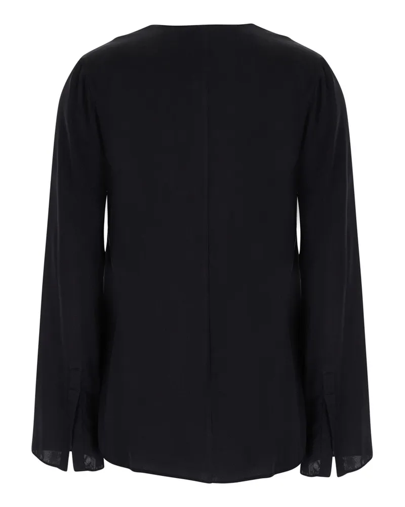 Jucca V-Neck Silk Blouse — Black Black