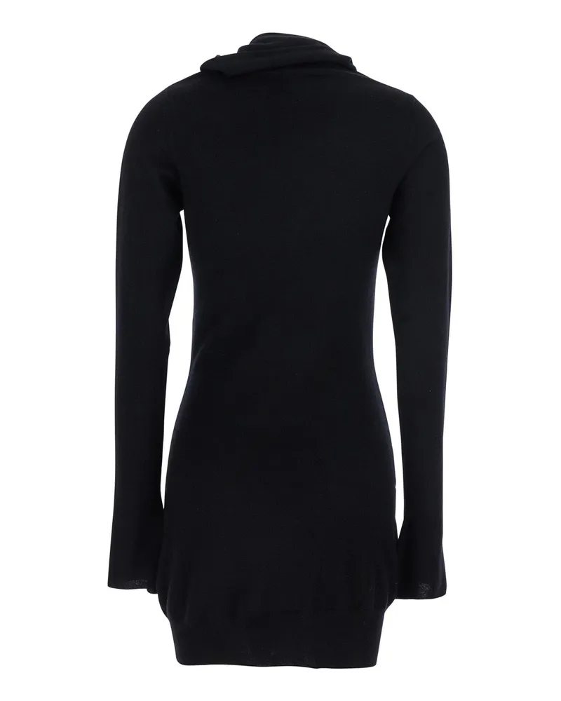 ATTICO Women's Black Mini Dress With Cowl Neck Wool Black