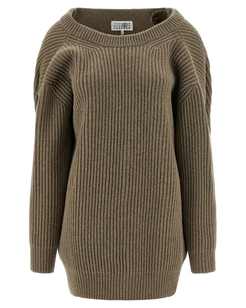 Maison Margiela Ribbed Wool Knit Sweater — Beige Beige