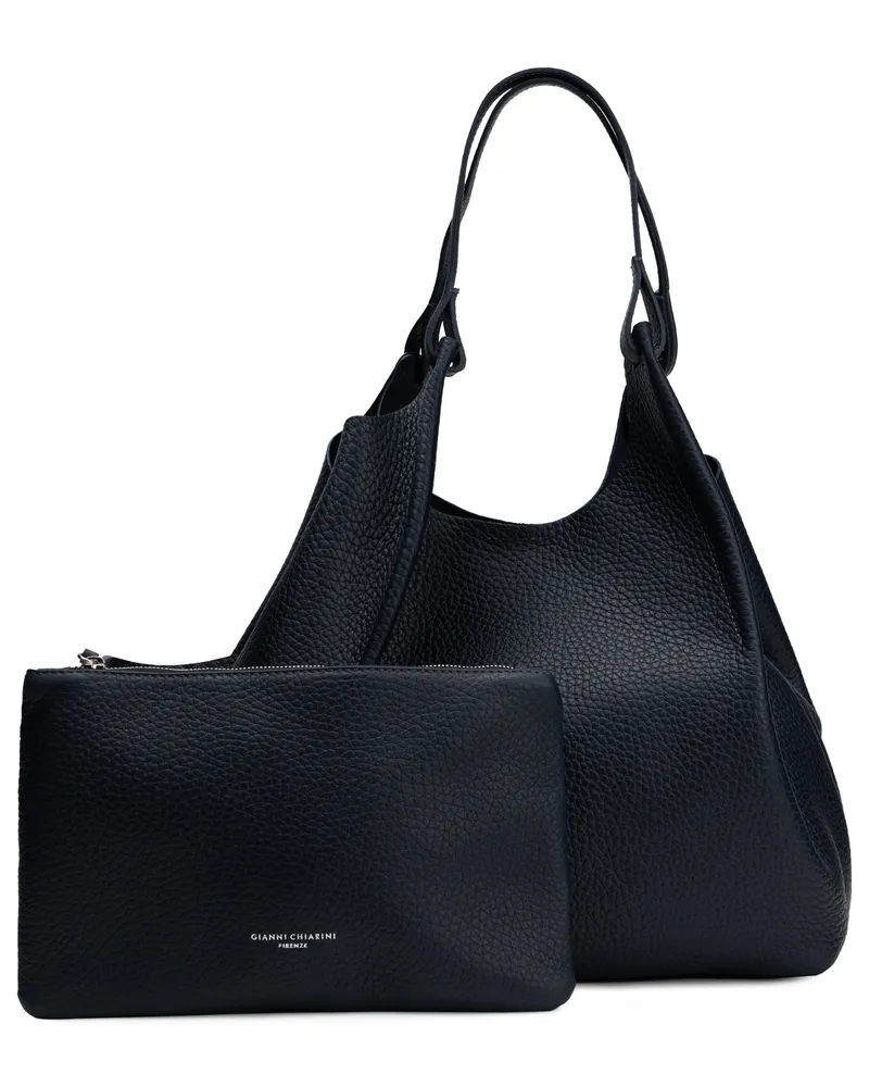 Gianni Chiarini Women's Tote Bag With Pouch, Midnight Blue Calfskin Midnight