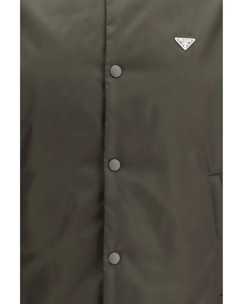 Prada Bicolor Nylon Bomber Jacket — Gray Gray
