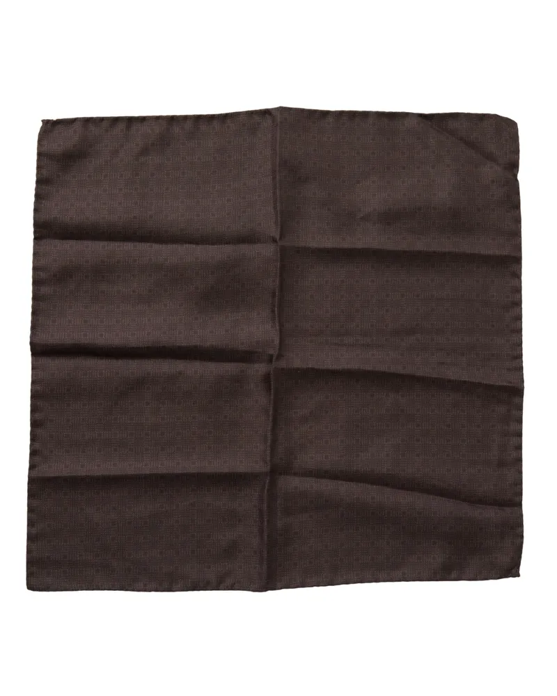 Dolce & Gabbana Men's Brown Patterned Silk Square Handkerchief Scarf Brown