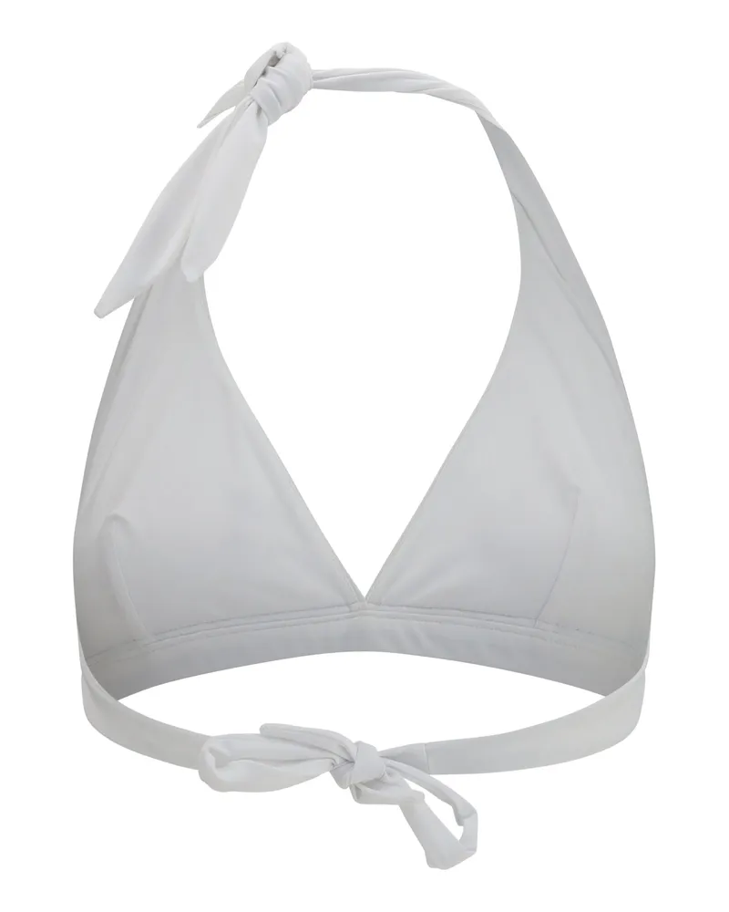 Brunello Cucinelli Women's Tech Jersey Bikini Top With Monili Bianco Polyamide; Elastane Swimwear Sea Clothing White
