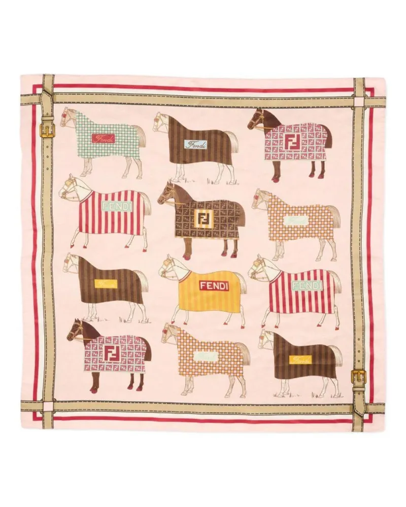 Fendi Foulard Cotton and Silk Scarf — Pink Pink