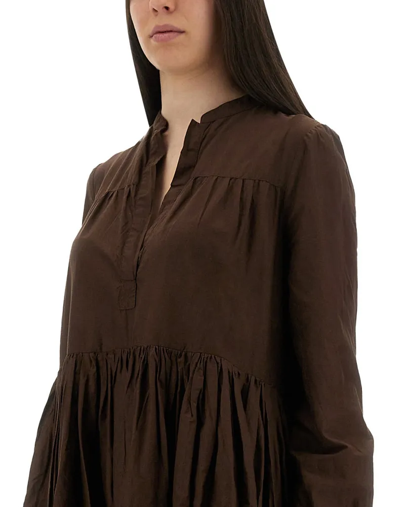 ASPESI Oversized Cotton Dress — Brown Brown