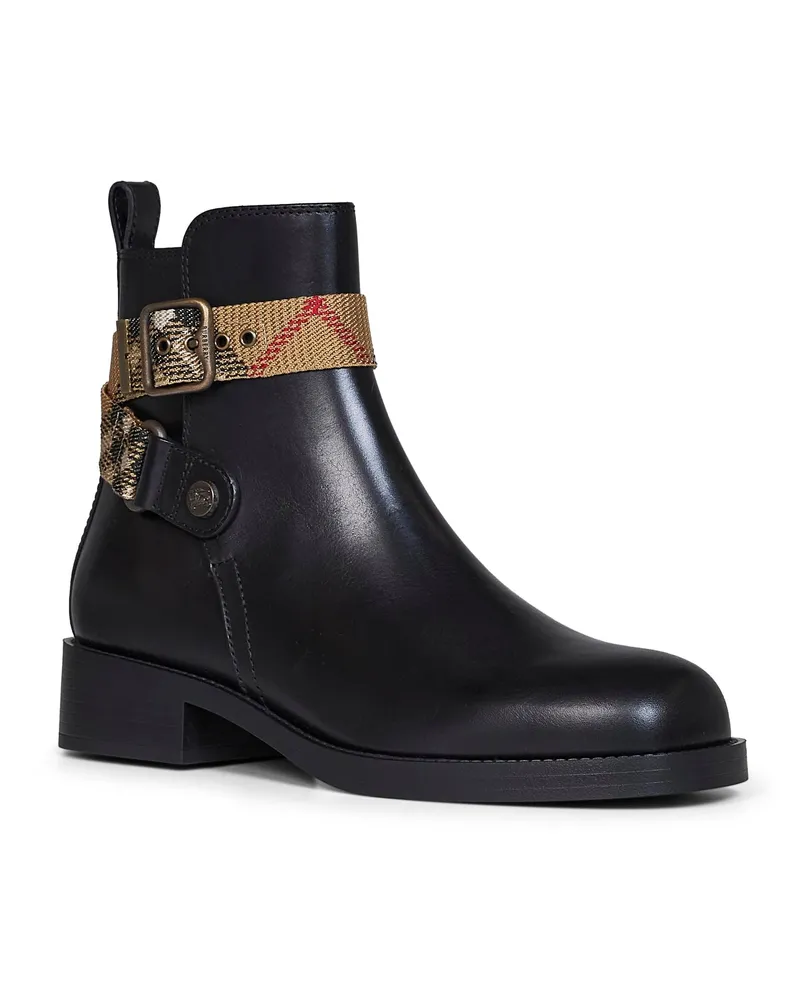 Burberry Women's Ankle Boots Huntley Black Leather Calf Black