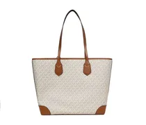 Monogram Canvas Tote Bag — Beige