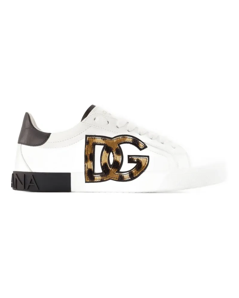 Dolce & Gabbana Women's Sneakers -  Leather Printed Calfskin Shoes White
