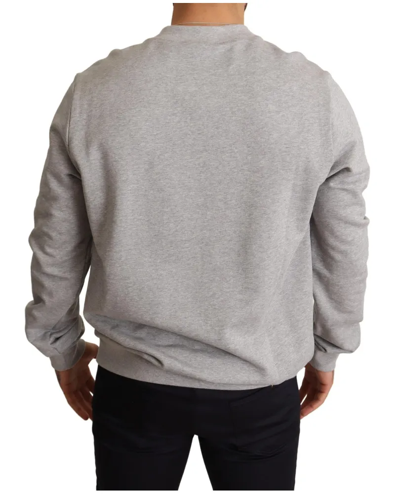 Dolce & Gabbana Men Gray Crown King Print Cotton Sweater Clothing Gray