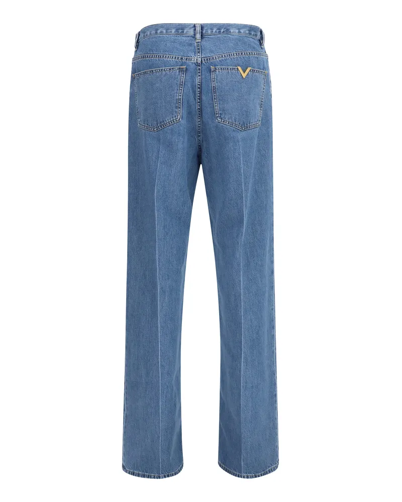 Valentino Garavani Men's Straight-Leg Denim Jeans Light Blue Cotton Blue