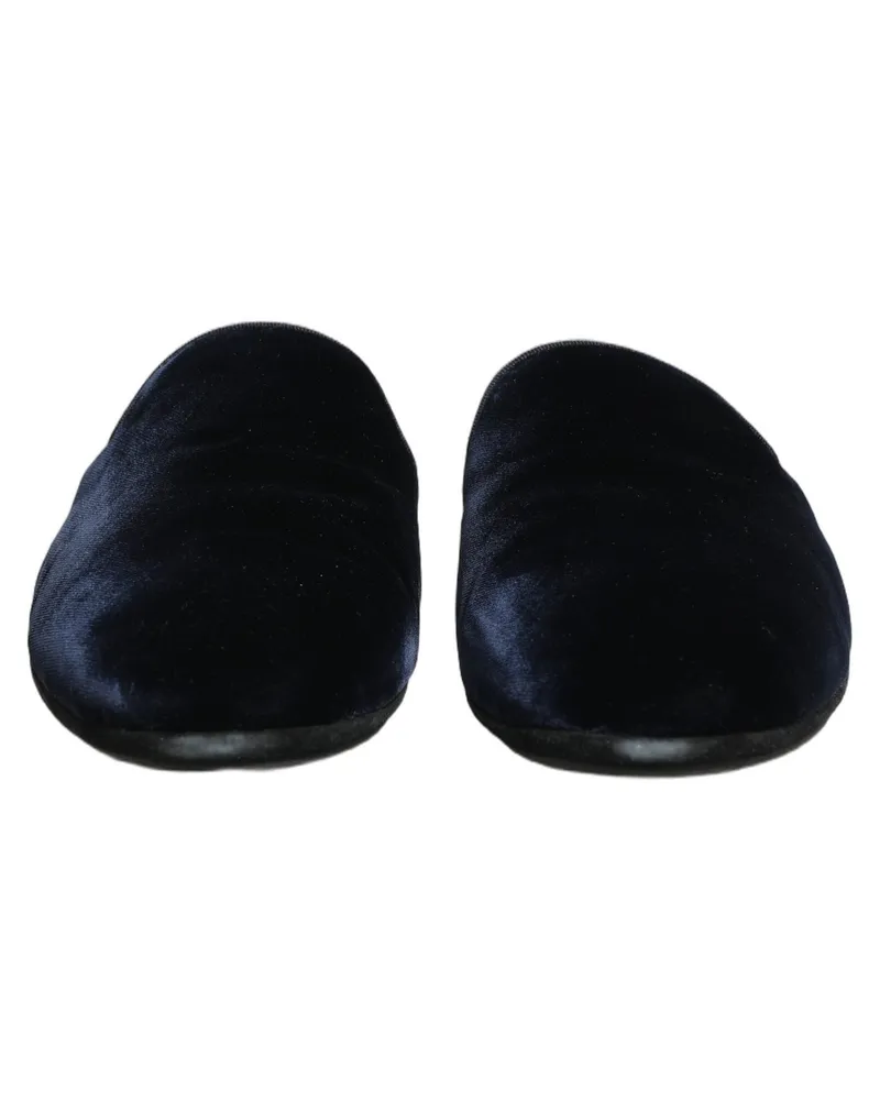 Dolce & Gabbana Dark Blue Suede Slides Flat Slipper Men Shoes Capra (suede Black