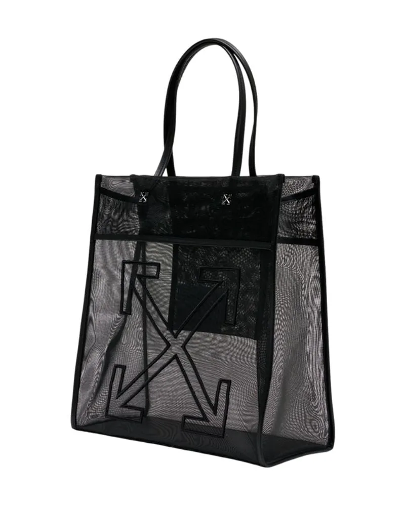 OFF-WHITE Women's Transparent Mesh Tote Black Plastic Black