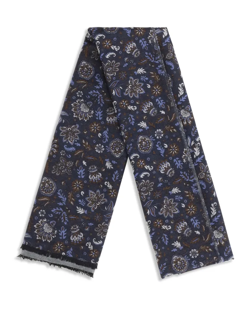 Kiton Men's Scarf Paisley Multicolour Silk Scarfs Navy