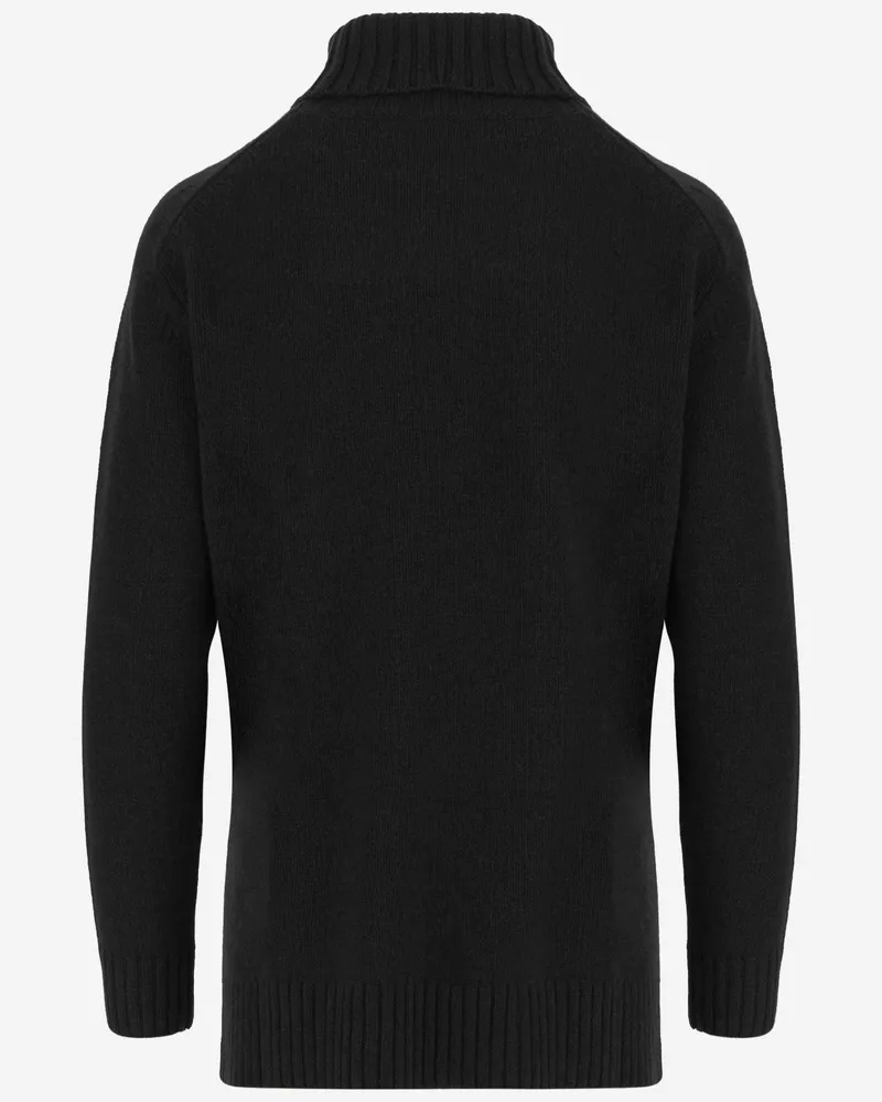 Bruno Manetti Women's Turtleneck Sweater Wool And Cashmere Black Virgin Black