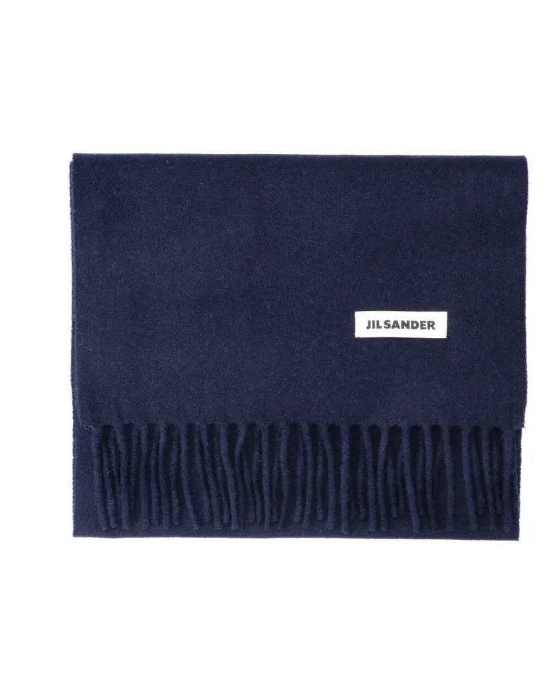 Jil Sander Men's Scarfs Blue Virgin Wool Navy