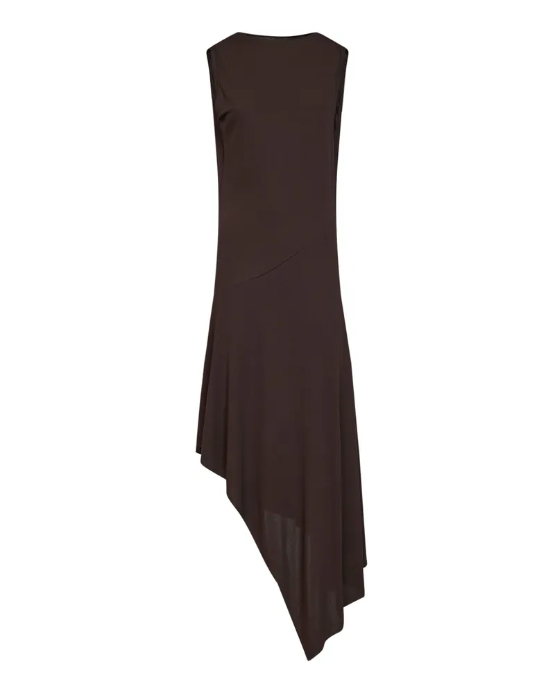 Alaïa Asymmetric Jersey Crepe Midi Dress — Brown Brown