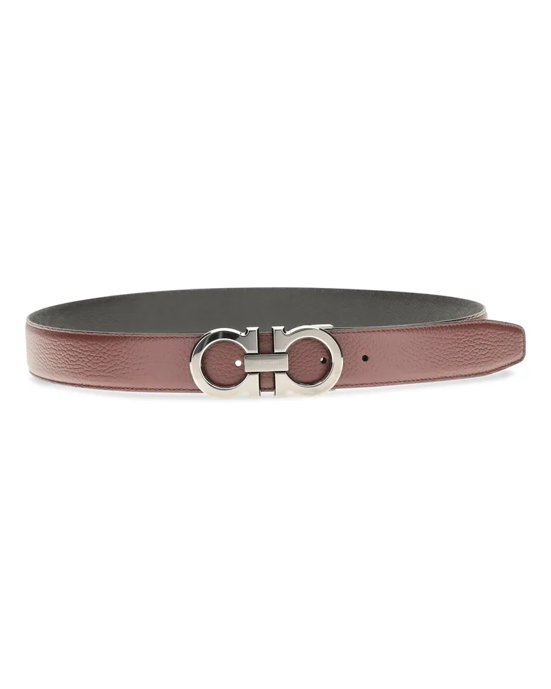Ferragamo Men's Belt Gancini Reversible Brown Stone Calf Leather (bos Taurus Brown