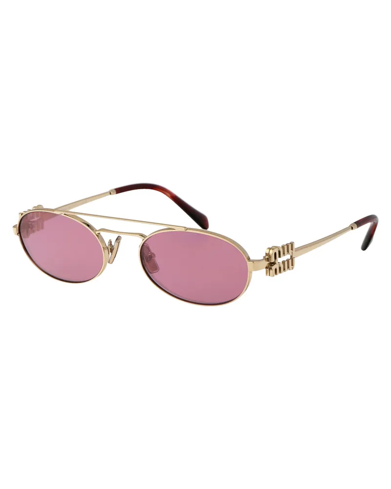 Miu Miu 0MU Metal Oval Sunglasses — Gold Gold