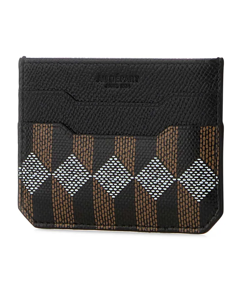 AU DÉPART Women's Printed Leather Card Holder Noirmarine Exterior: Portafogli Navy