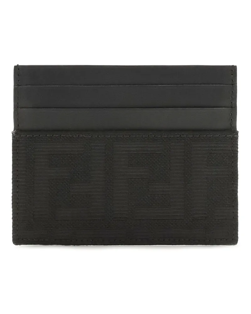 Fendi Men's Card Holder Ff Jacquard Black Leather Polyester Umbrellas Accessory Black