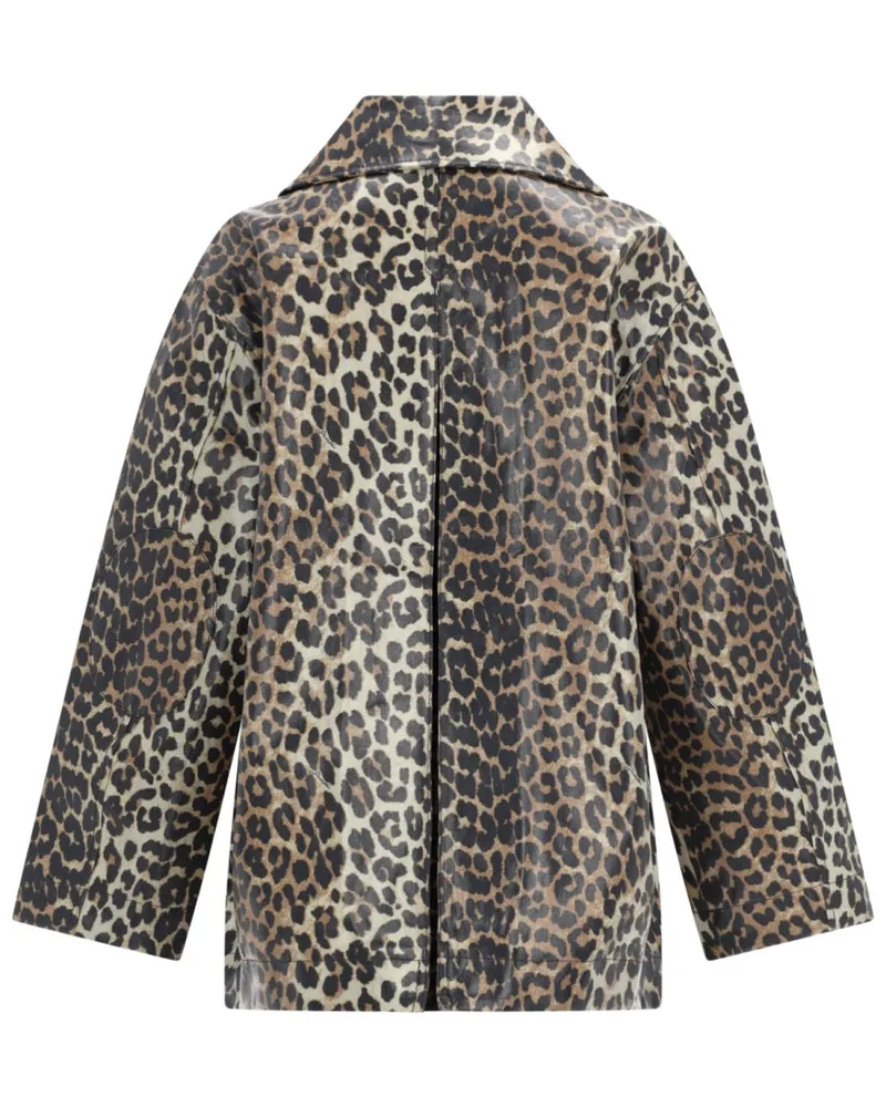 Ganni Laminated Animalier Jacket — Multicolor Multicolor