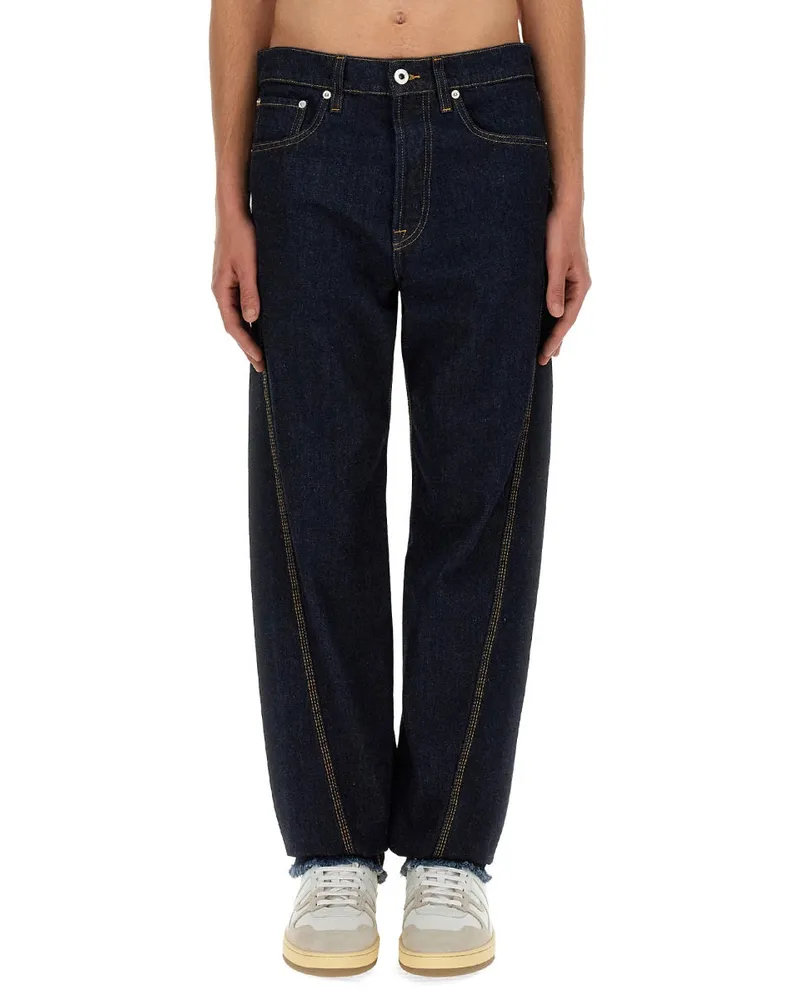 Lanvin Twisted Cotton Jeans — Blue Blue