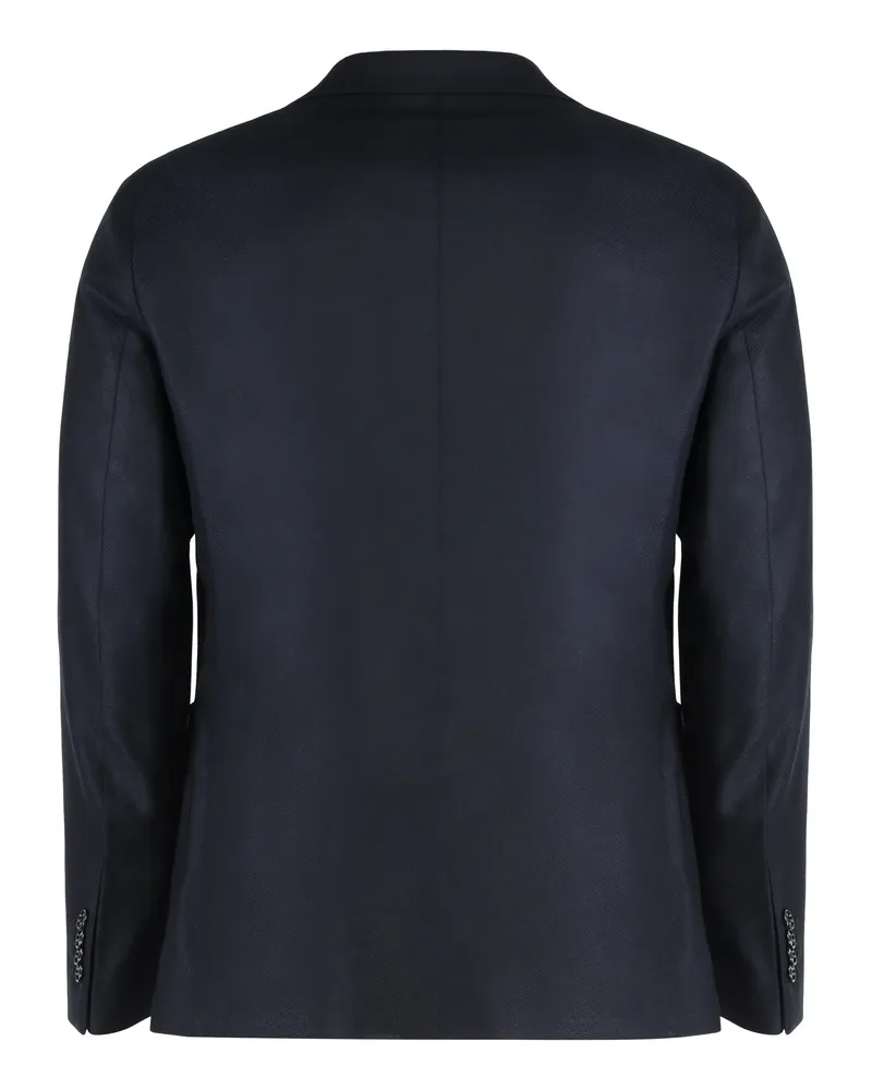 Tagliatore Virgin Wool Single-Breasted Blazer — Blue Blue
