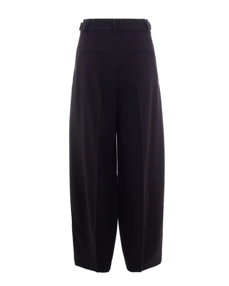 Patrizia Pepe Women's Palazzo Trousers With Satin Inserts Black-Warm Ivory Main Fabric: Polyester Black/warm Black