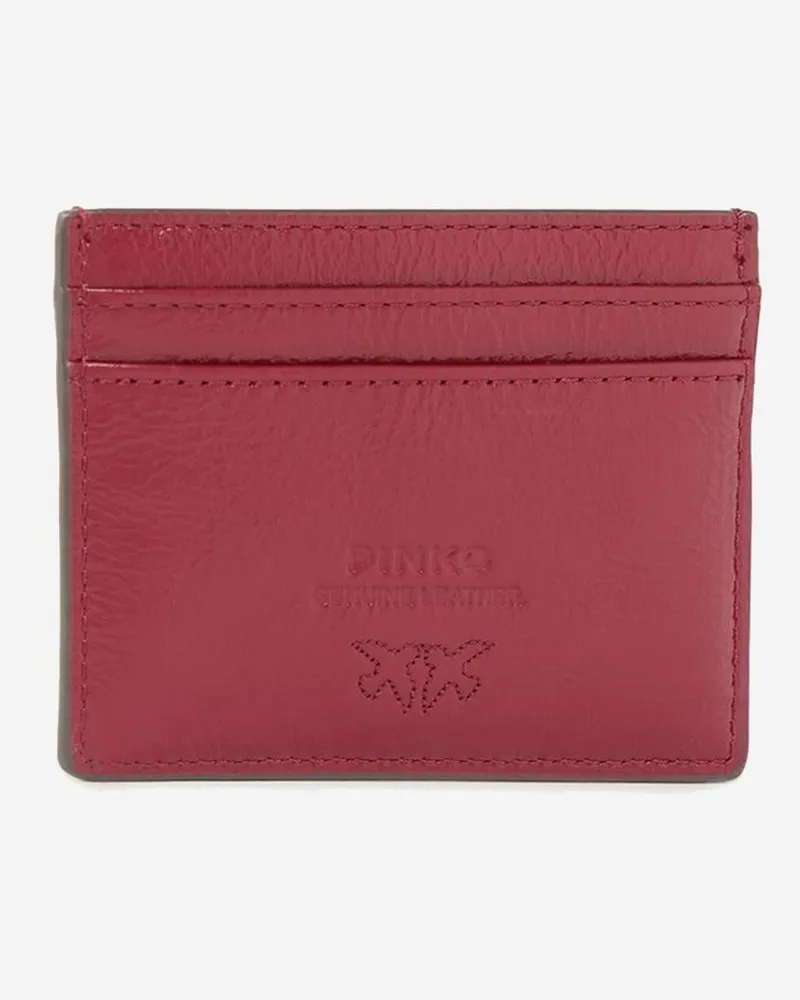 Pinko Women's Leather Card Holder With Logo Dark Red Wallets & Purses Red