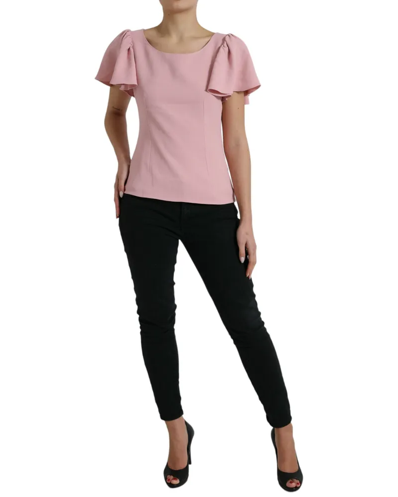 Dolce & Gabbana Women's Pink Short Sleeves Round Neck Blouse Top Viscose Acetate Elastane Pink