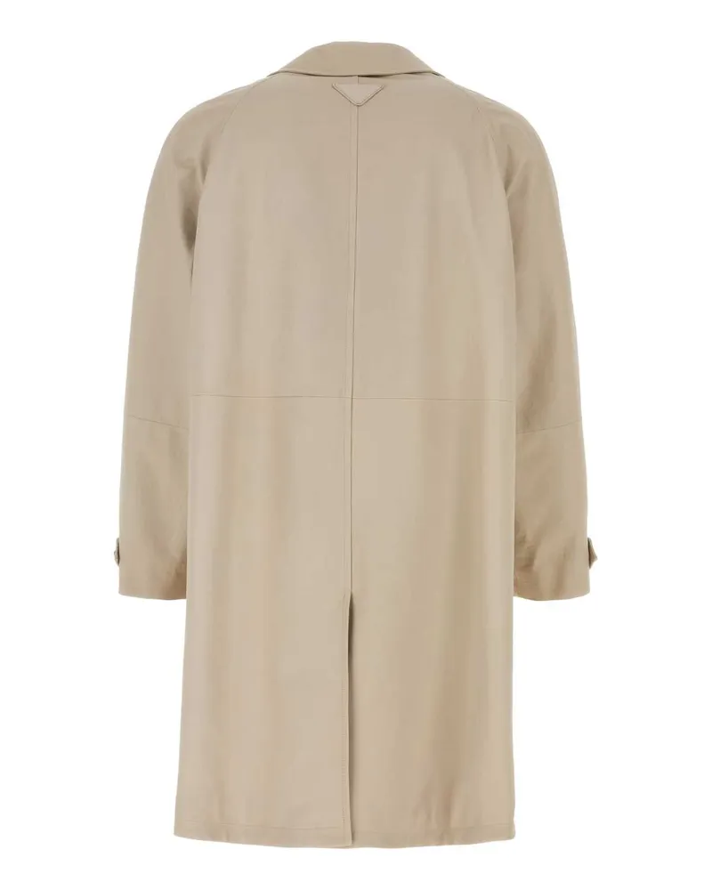 Prada Men's Sand Nappa Leather Coat Talco Agnello Cappotti Beige